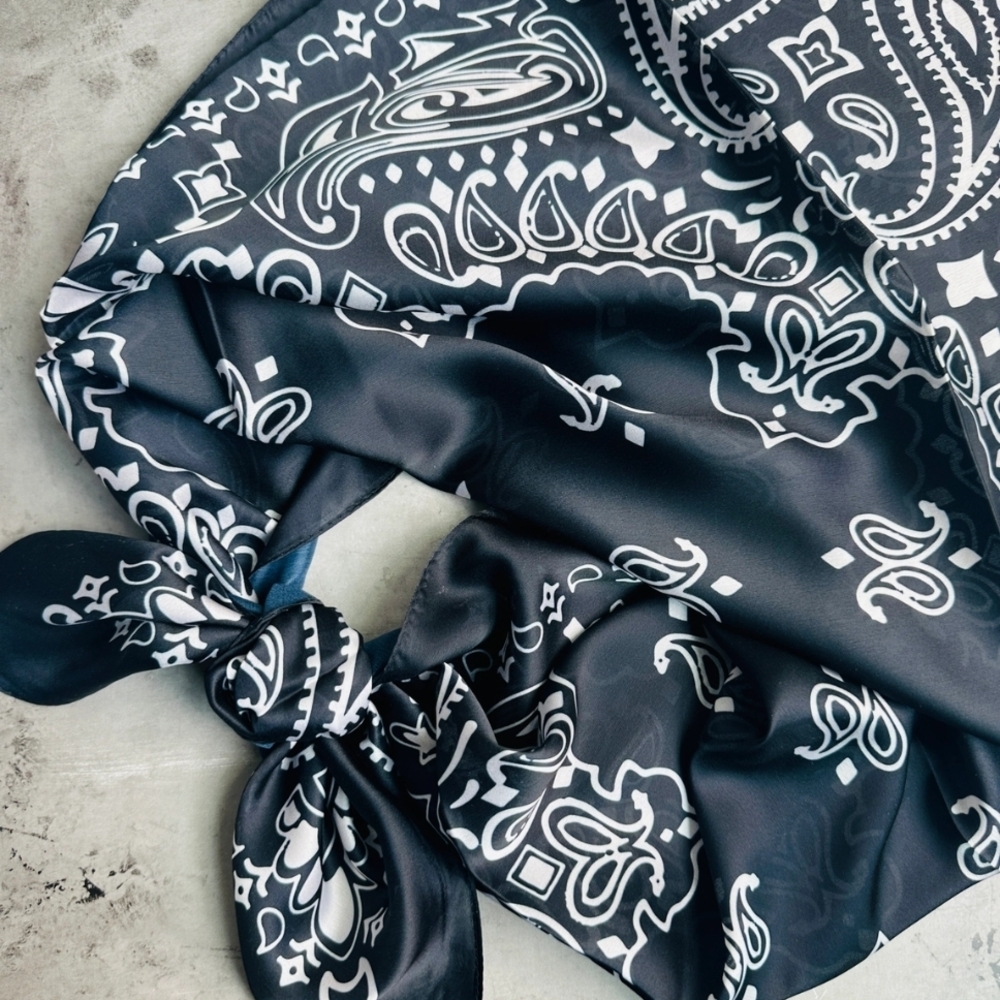 NEW A Rare Bird Black Bandana Wild Rag Silk